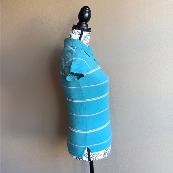 Orange & White Striped Teal Collared Shirt *2 for $5* - Picture 2 of 7